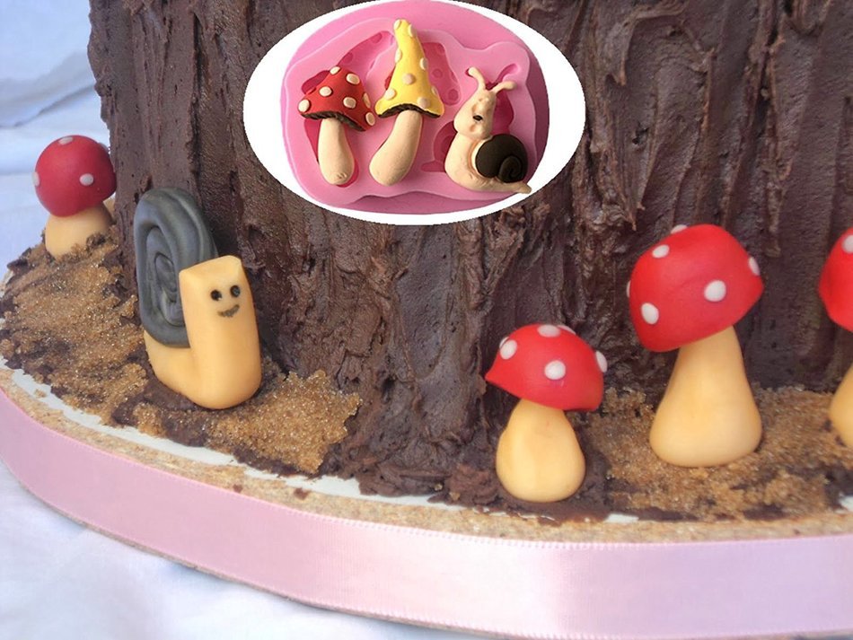 "3D Fondant Mould Mushrooms Snail Decoration Silicone Mold Silincone Fondant Mold For Cake" shopping N2