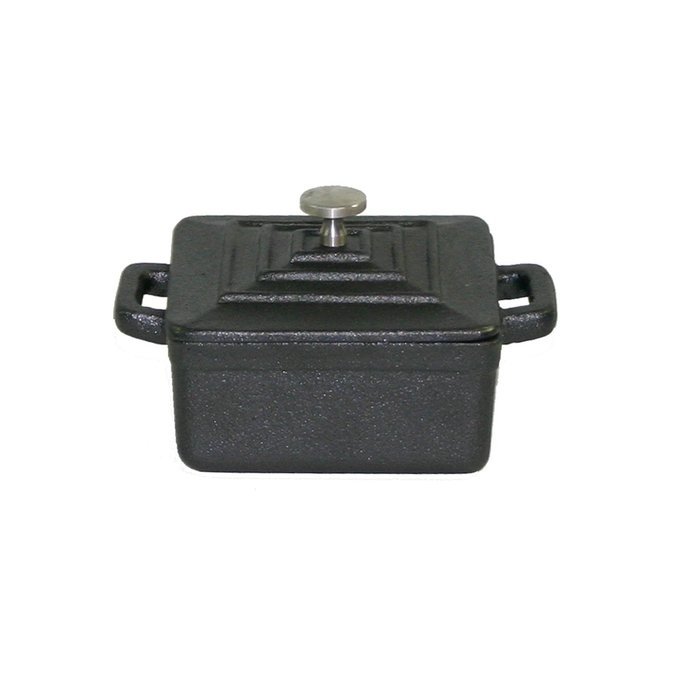 Paderno World Cuisine 0.27-Quart Square Cast-Iron Casserole, Black