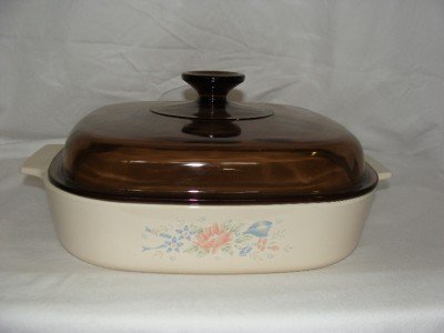 Vintage Corning Ware Shallow Casserole Dish 2 Quart Rare Beige Color - Symphony Design - A-10-B