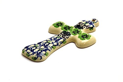 Polish Pottery 4 1/2" Cross - Kiwi