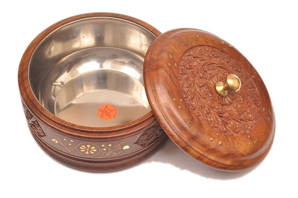 Sparkee India Wooden/Steel/ Hotpot Casserole/Chapati box N5