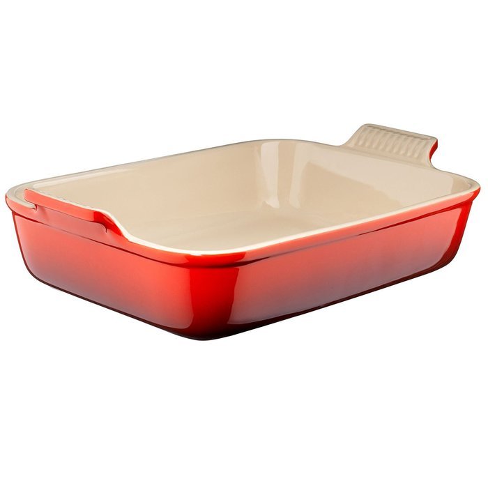 Le Creuset Heritage Stoneware 10-1/2-by-7-Inch Rectangular Dish, Cerise (Cherry Red)