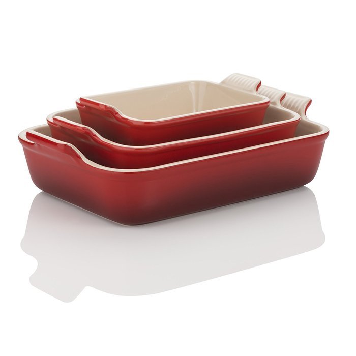 Le Creuset Heritage Stoneware 10-1 2-by-7-inch Rectangular Dish, Cerise 