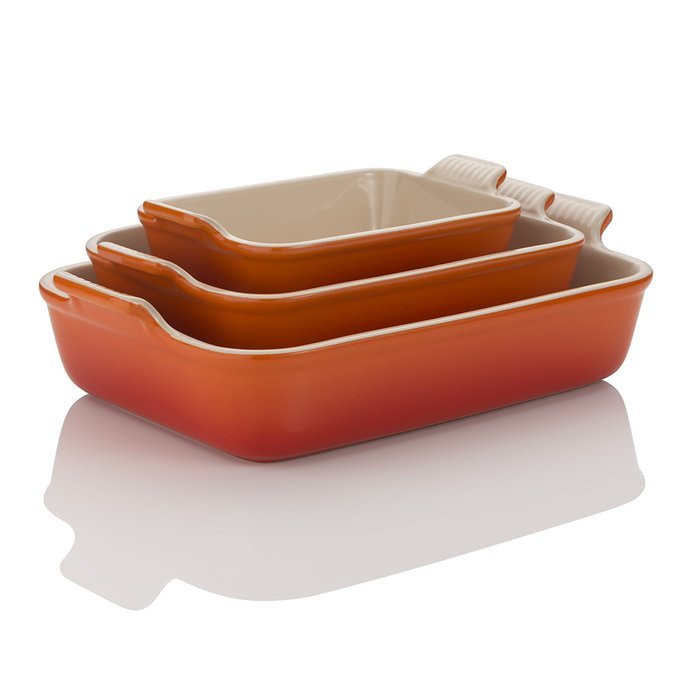 Le Creuset Heritage Stoneware 10-1/2-by-7-Inch Rectangular Dish, Cerise ...