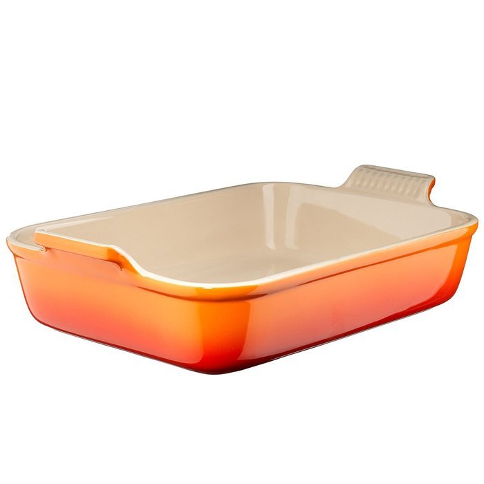 Le Creuset Heritage Stoneware 10-1/2-by-7-Inch Rectangular Dish, Cerise (Cherry Red) N11
