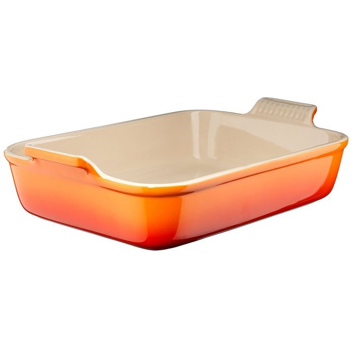 Le Creuset Heritage Stoneware 10-1/2-by-7-Inch Rectangular Dish, Cerise (Cherry Red) N12