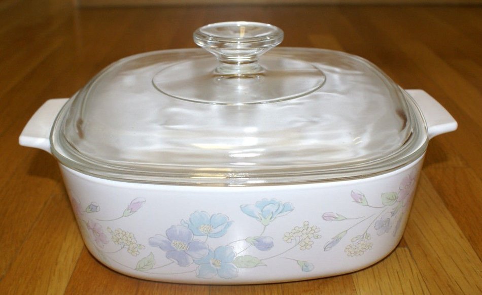 Vtg Corning Ware "Pastel Bouquet" (2 qt) Casserole Baking Dish with Lid (A-2-B) N3