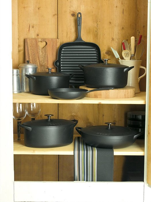 Denby Cast Iron Shallow Covered Casserole, 4-Liter, Black N2