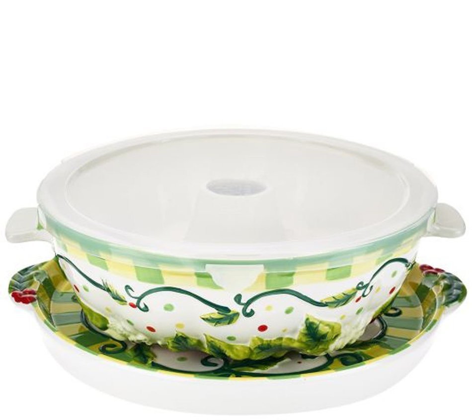 Temp-tations Wreath Fluted Tube Pan with Serving Tray & Gift Box