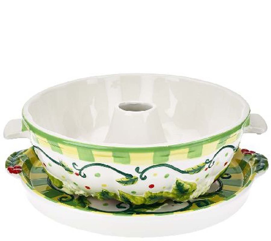 Temp-tations Wreath Fluted Tube Pan with Serving Tray & Gift Box N2