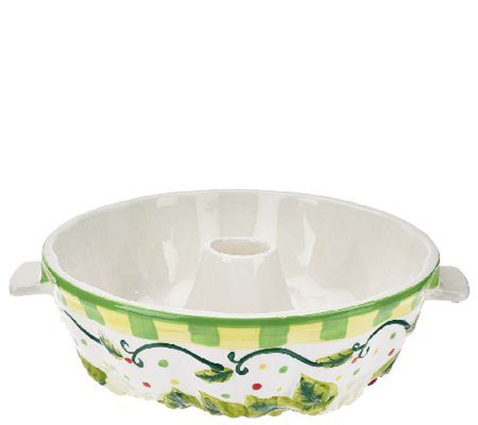 Temp-tations Wreath Fluted Tube Pan with Serving Tray & Gift Box N3