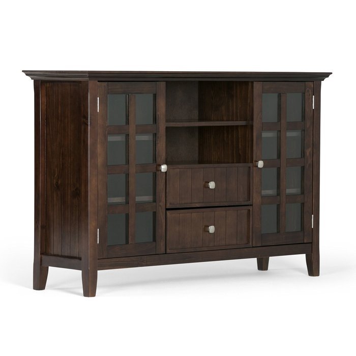 Simpli Home Acadian Tall TV Media Stand for TVs up to 60", Rich Tobacco Brown N2