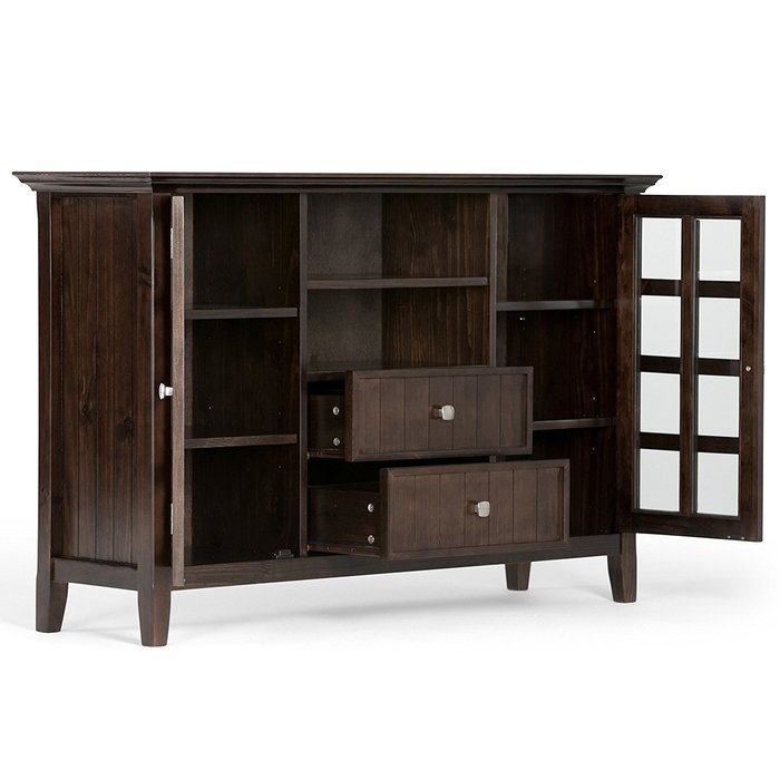 Simpli Home Acadian Tall TV Media Stand for TVs up to 60", Rich Tobacco Brown N3