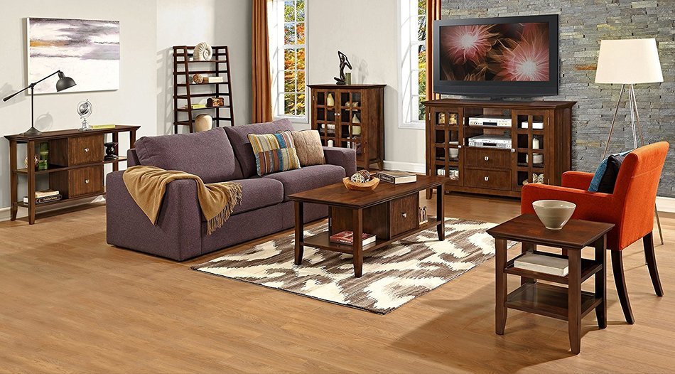 Simpli Home Acadian Tall TV Media Stand for TVs up to 60", Rich Tobacco Brown N13