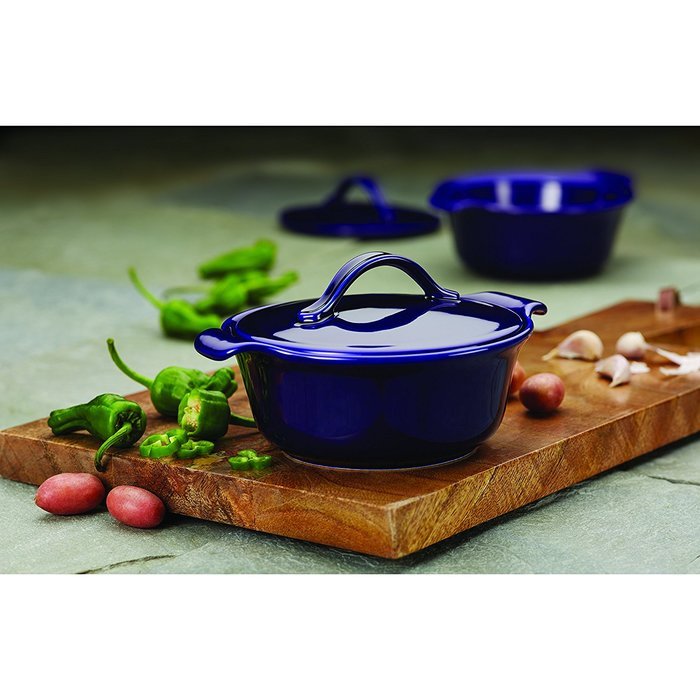 Anolon Vesta Stoneware Round Casserole, 18 oz, Baltic Blue N6