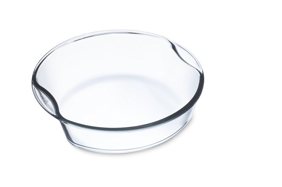 Simax Glassware Smart Touch Round Casserole, 1.6-Quart, Clear