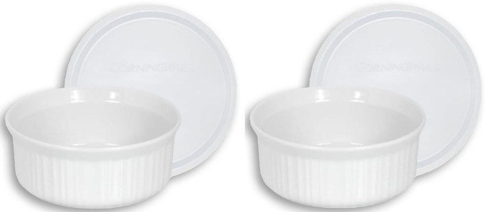 CorningWare French White Pop-Ins 16-Ounce Round Dish with Plastic Cover N2