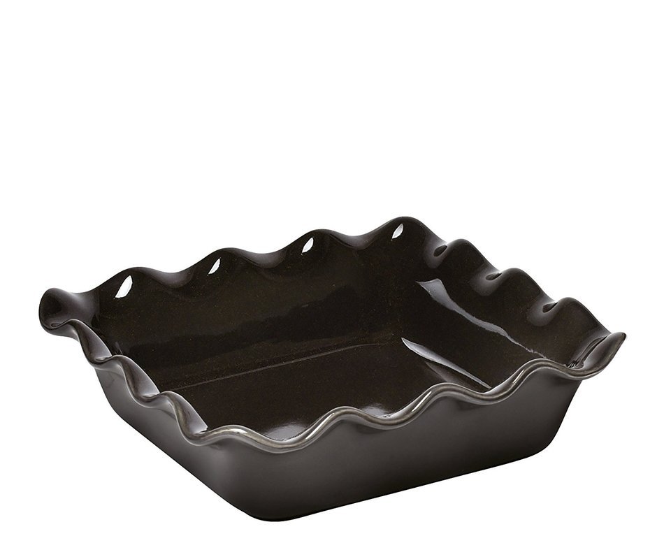 Emile Henry Charcoal Ruffled Square Baker