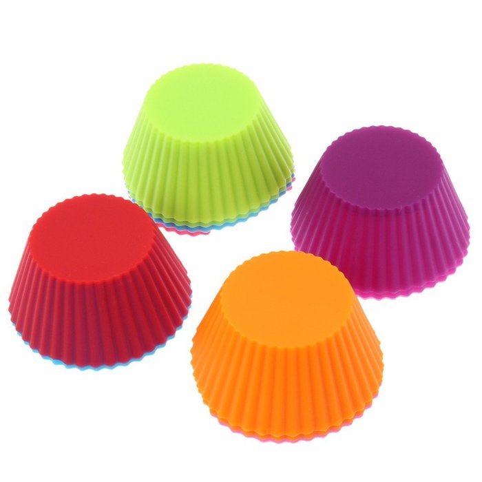 MENGDA 12PCS Silicone Cake Baking Cup Set Silicon Kitchen Craft Tool Kit Colorful Round Shape for Cake Egg Tart... N4