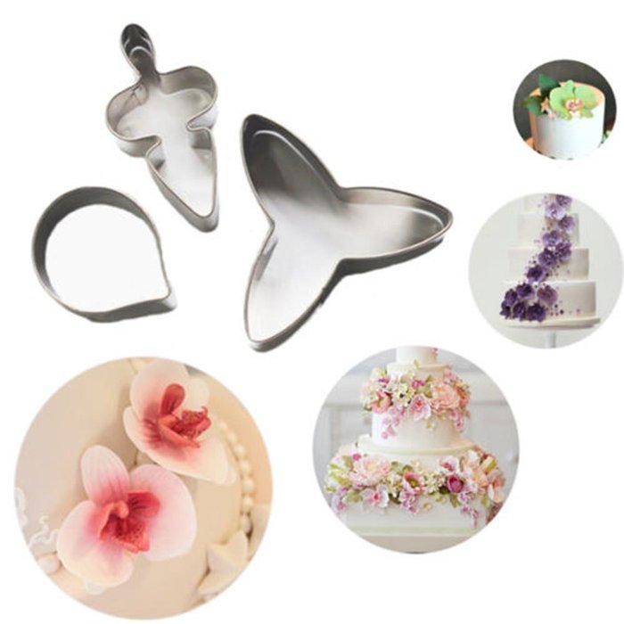 Cake & Cookie Cutters 3Pcs Moth Orchid Stainless Steel Cookie Cutter Fondant Cake Mold