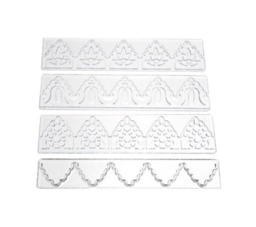 Autek 4 pc Sugarcraft Cake Decoration Tool Baroc Lace Border Icing Silicone Mold #3DMold-105