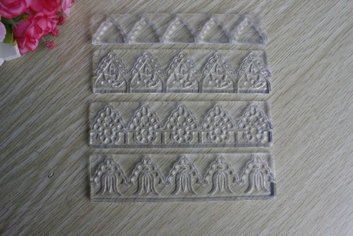 Autek 4 pc Sugarcraft Cake Decoration Tool Baroc Lace Border Icing Silicone Mold #3DMold-105 N3