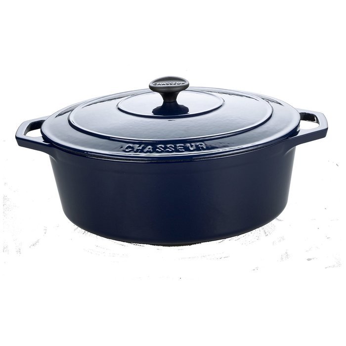 Chasseur 7.25-quart Blue French Enameled Cast Iron Oval Dutch Oven