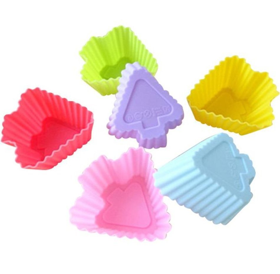 Tosangn 12pcs Standard Size Colorful Silicone Muffin Cup Liners Baking Cupcake Molds (Type D) N8