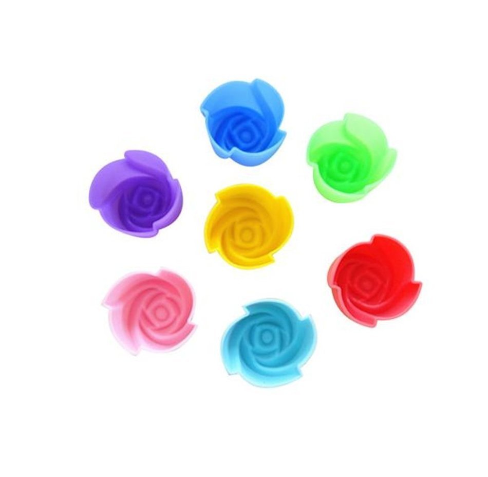 Tosangn 12pcs Standard Size Colorful Silicone Muffin Cup Liners Baking Cupcake Molds (Type D) N13