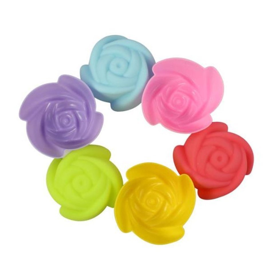 Tosangn 12pcs Standard Size Colorful Silicone Muffin Cup Liners Baking Cupcake Molds (Type D) N16