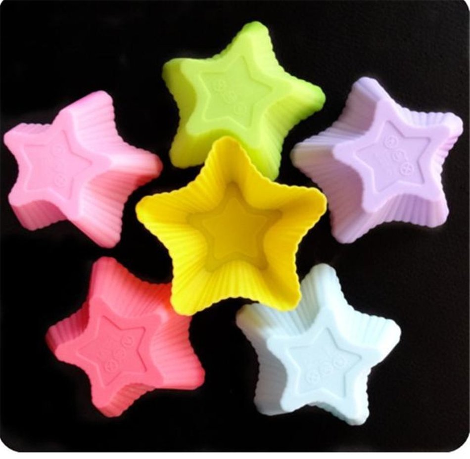 Tosangn 12pcs Standard Size Colorful Silicone Muffin Cup Liners Baking Cupcake Molds (Type D) N18