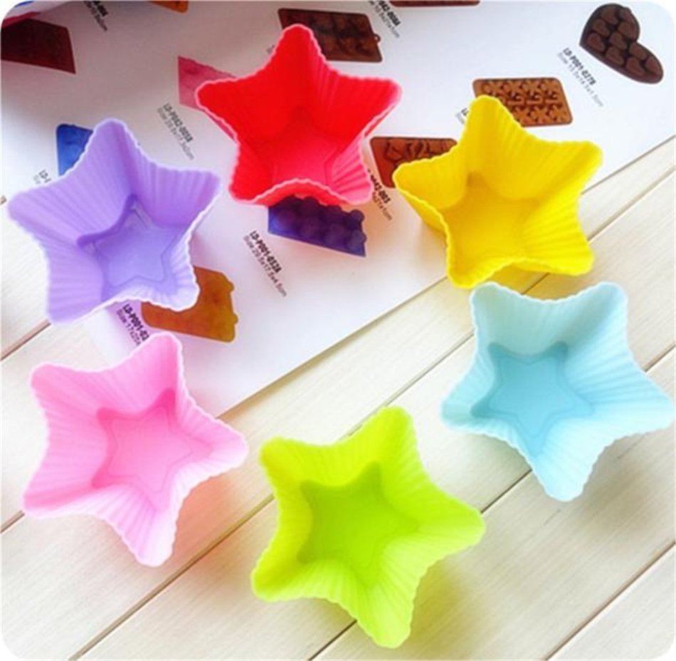 Tosangn 12pcs Standard Size Colorful Silicone Muffin Cup Liners Baking Cupcake Molds (Type D) N19