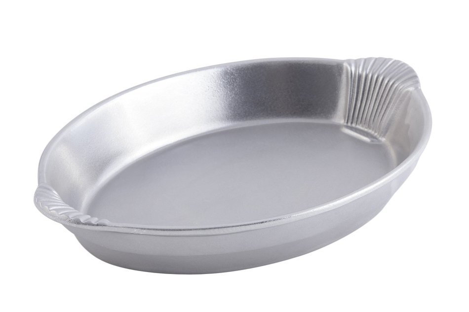 Bon Chef 2078 Aluminum Shell Design Oval Casserole, 4 quart Capacity, 17" Length x 12" Width x 2-1/2" Height,...