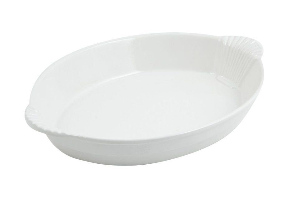 Bon Chef 2078 Aluminum Shell Design Oval Casserole, 4 quart Capacity, 17" Length x 12" Width x 2-1/2" Height,... N3
