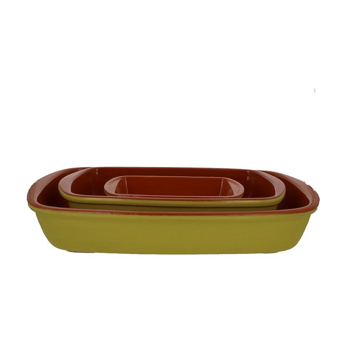 Coli Bakeware CL-REC-SET3-YW Italian Ceramic 3-Piece Rectangular Baker Set, Lemon