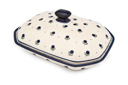Polish Pottery Blueberry Medium Covered Baking Dish