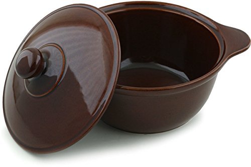 Polish Pottery Baker with Cover with Handles 11-inch Brown N2