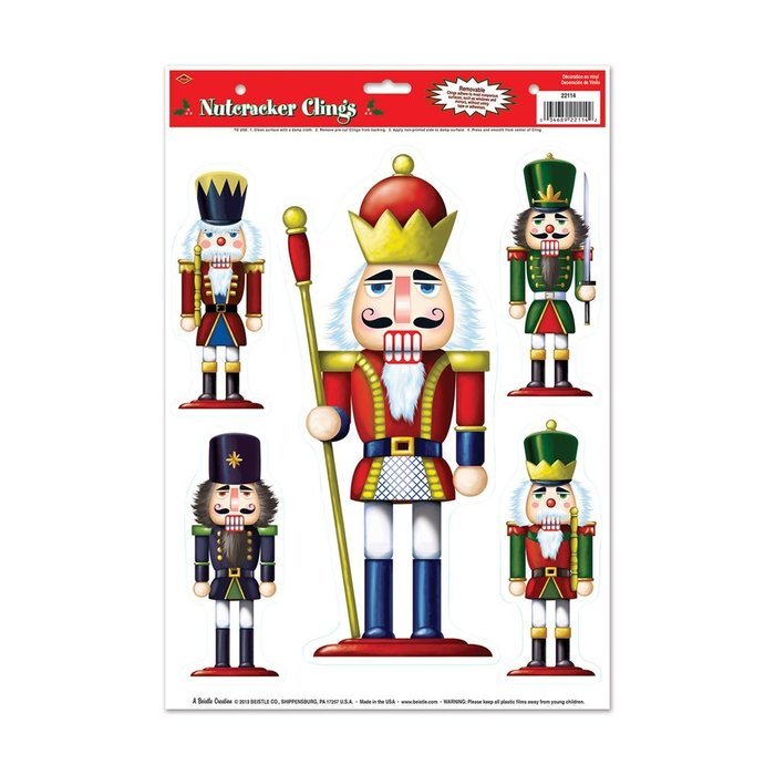 Beistle 22114 Nutcracker Clings, 12 by 17-Inch