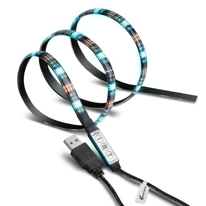 Vansky Bias Lighting for HDTV USB LED Strip Multi Color RGB LED Neon Accent Lighting Kit for Flat Screen TV LCD...