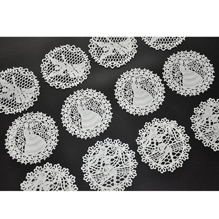 FOUR-C Baking Tools Embossing Silicone Pad Lace Cake Mat for Decoration Color Pink N2