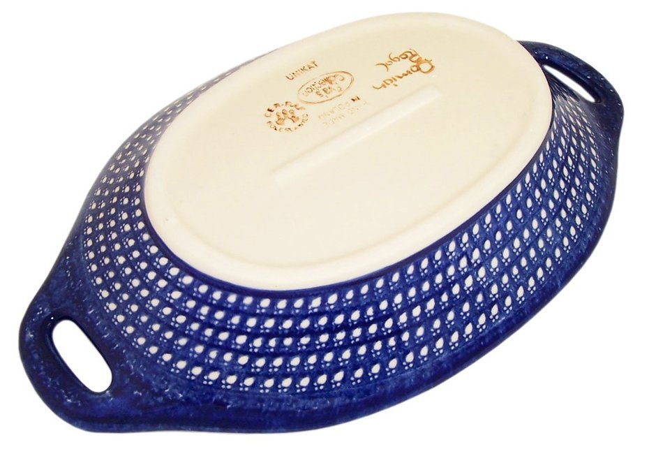 Boleslawiec Stoneware - Polish Pottery Serving or Baking Dish with Handles - Eva's Collection "Flower Field" N2