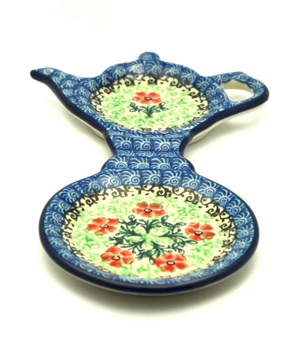 Polish Pottery Tea Bag & Mug Holder - Maraschino