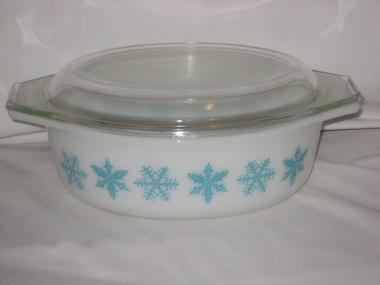 Vintage Pyrex Snowflake Promotional Quart Oval Casserole Baking Dish W Lid Free Image Download