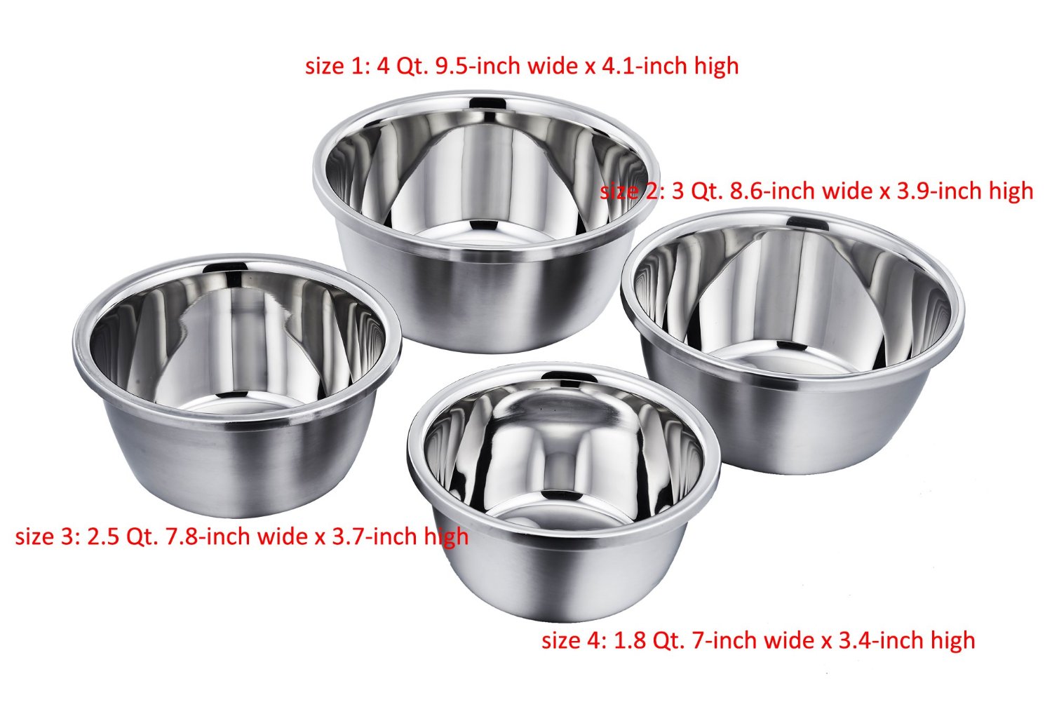 TeamFar Commercial Nesting Mixing Baking Bowl Set, Stainless Steel