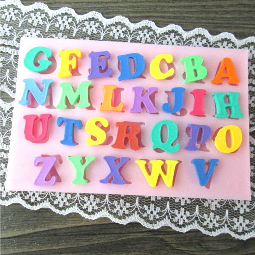 Bhbuy Silicone Alphabet Letter Trays Chocolate Mold Cake Fondant