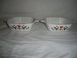 Pair Corning Ware Country Festival P-41-B Menuette Casserole Baking Dishes (1-3/4 Cup)