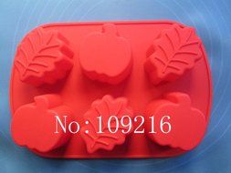 Creativemoldstore 1pcs 6-Holes Pumpkin&amp;Leaves Silicone Cake/Jelly/Puddin/Ice/Candy Baking Pan DIY Mold