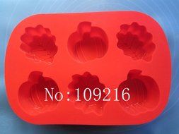 Creativemoldstore 1pcs 6-Holes Pumpkin&amp;Leaves Silicone Cake/Jelly/Puddin/Ice/Candy Baking Pan DIY Mold N2