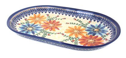 Polish Pottery Autumn Burst Large Oval Dish