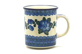 Polish Pottery Mug - Straight Sided - Blue Poppy